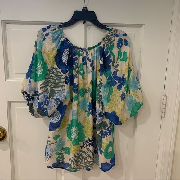 Jade Melody Tam Women’s Puff Sleeve Floral Print Flowy Blouse Size XL - Picture 8 of 10